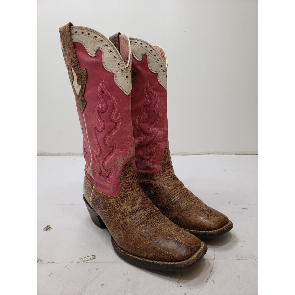 Ariat Womens Boots Crossfire Caliente Square Toe Pink Brown Leather Size 8B